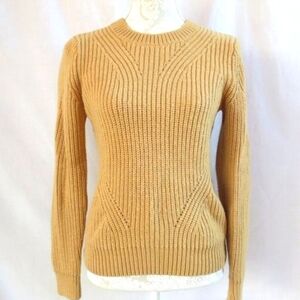 Banana Republic Sweater Butterscotch Pointelle Sculpted Thick 100% Wool Size S